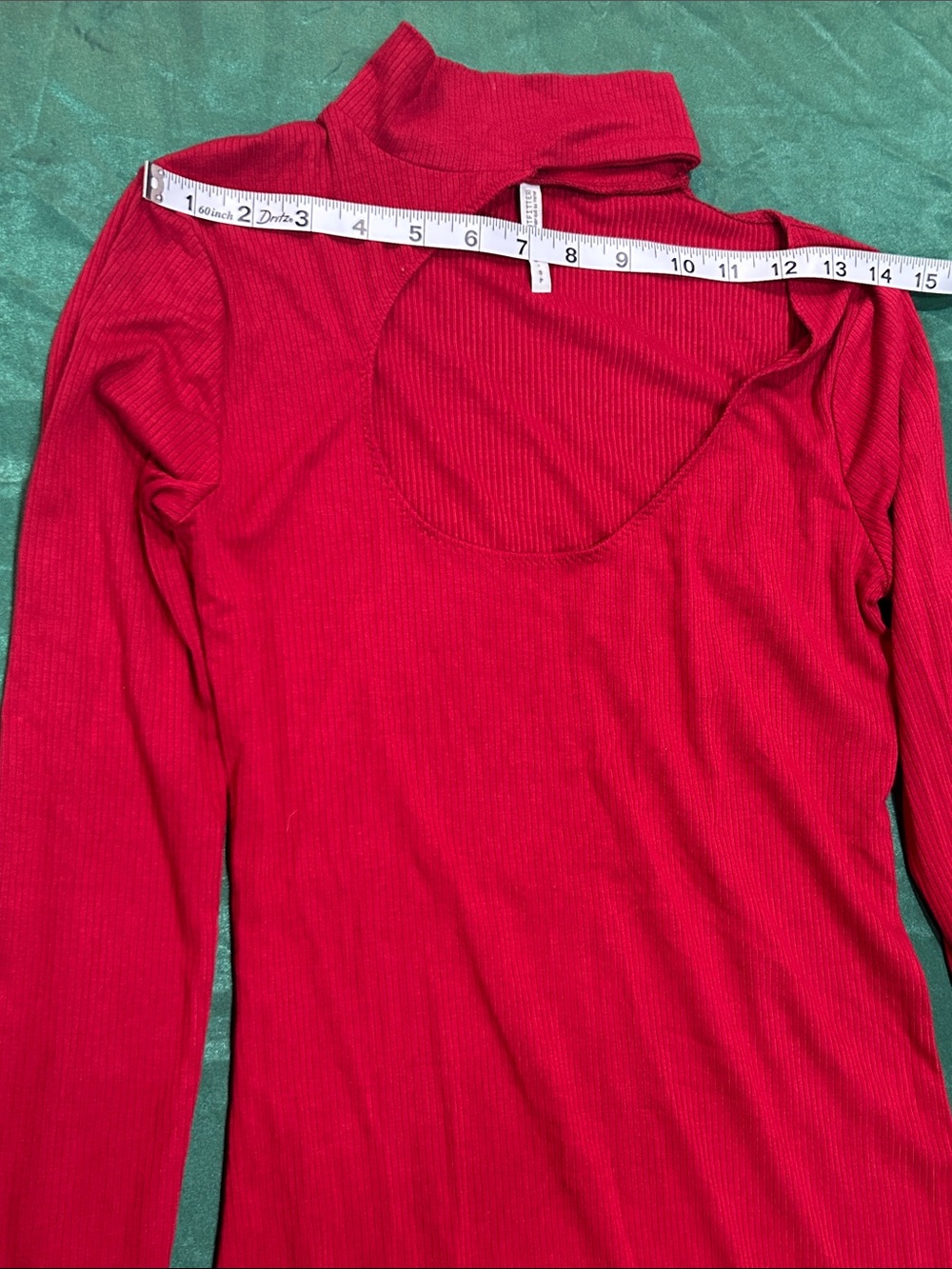 Red Ribbed Mini Dress - Picture 3 of 7